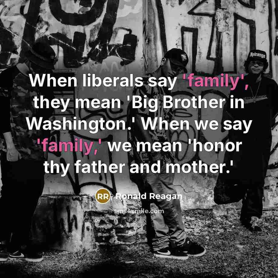 “When liberals say 'family', they mean 'Big Brother in Washington.'…” quote by Ronald Reagan