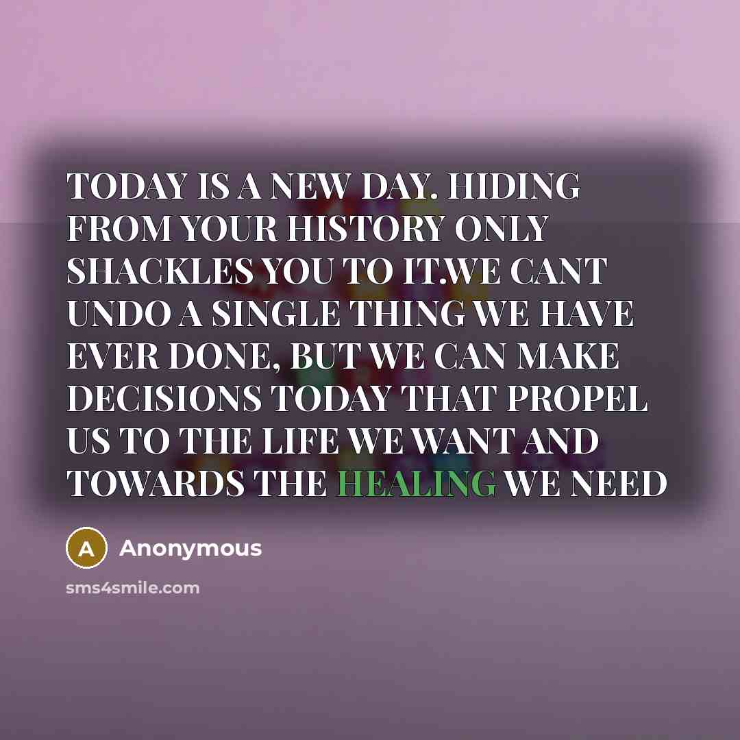 “TODAY IS A NEW DAY. HIDING FROM YOUR HISTORY ONLY…” quote by Anonymous