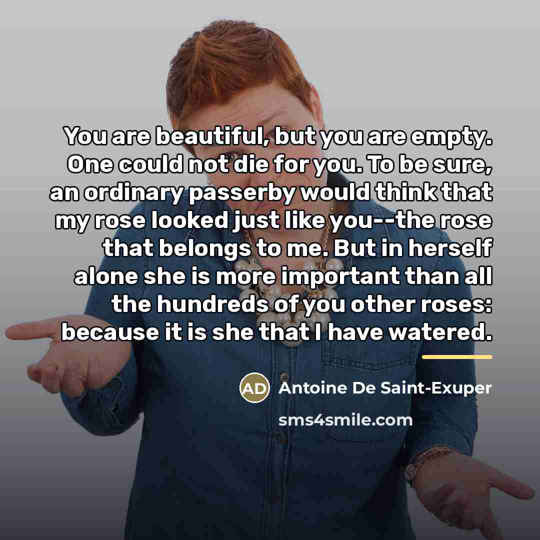 “You are beautiful, but you are empty. One could not…” quote by Anonymous