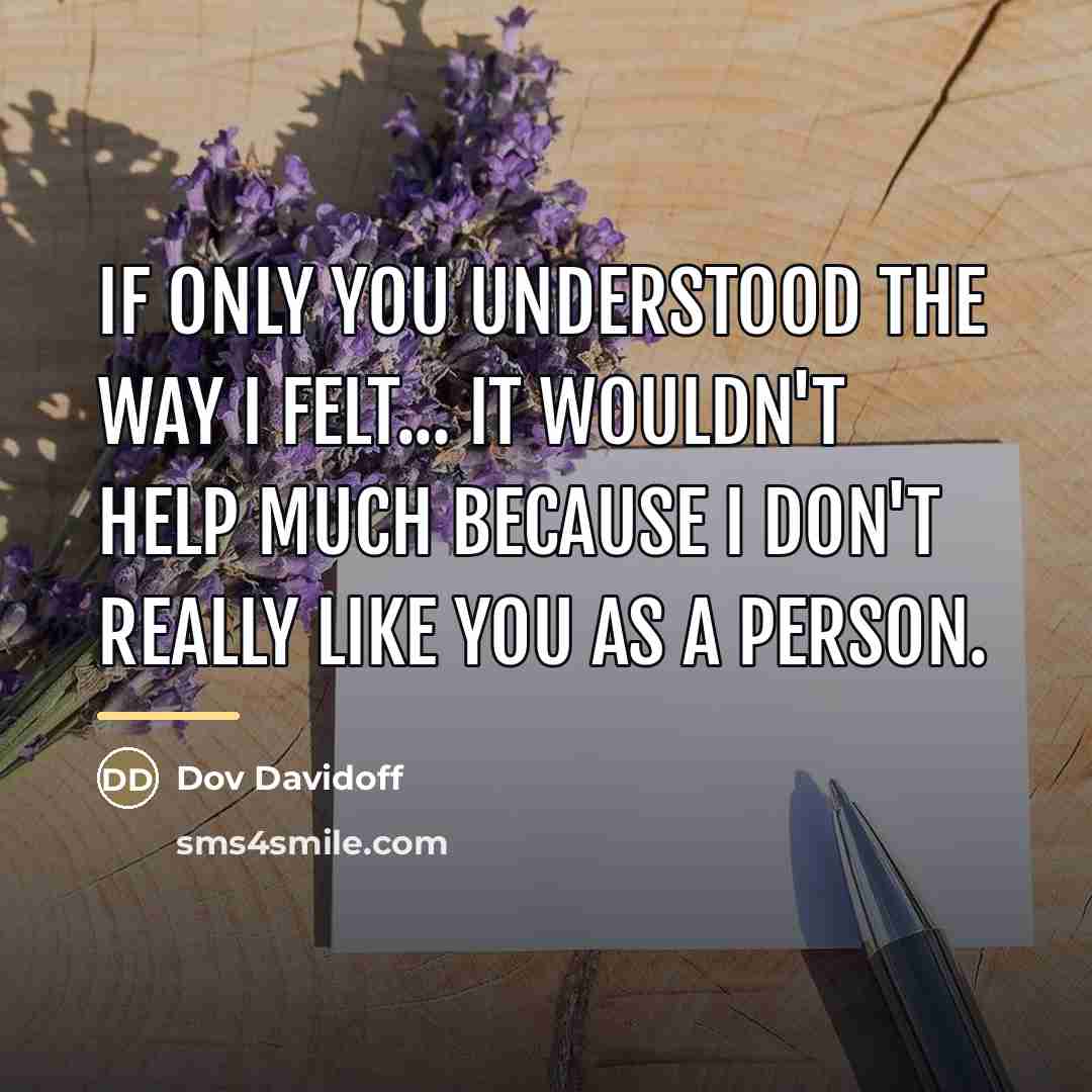 “If only you understood the way I felt... it wouldn't…” quote by Dov Davidoff