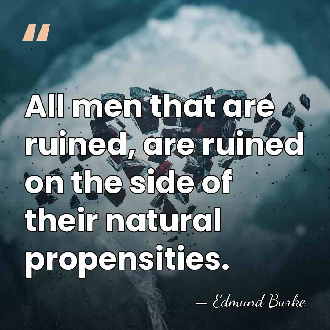 All men that are ruined, are ruined on the side of their&hellip; - Edmund Burke
