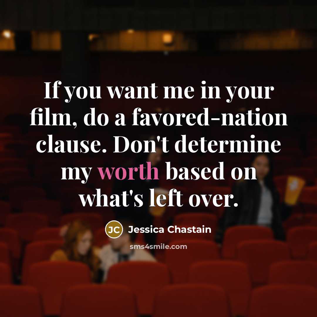 “If you want me in your film, do a favored-nation…” quote by Jessica Chastain