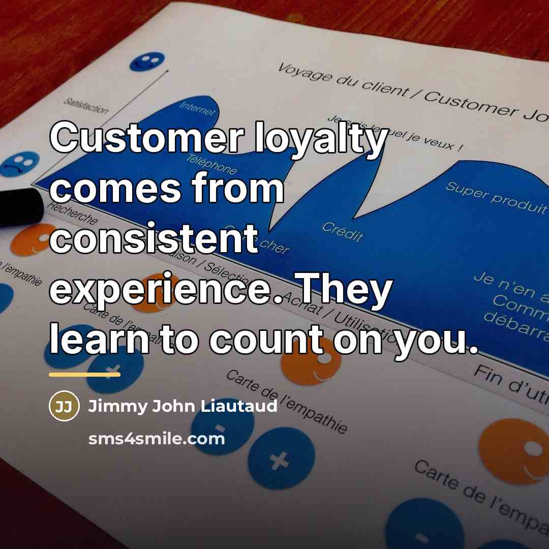 “Customer loyalty comes from consistent experience. They learn to count…” quote by Jimmy John Liautaud