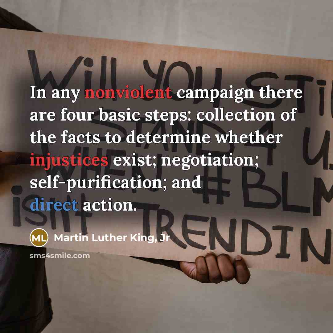 “In any nonviolent campaign there are four basic steps: collection…” quote by Martin Luther King, Jr