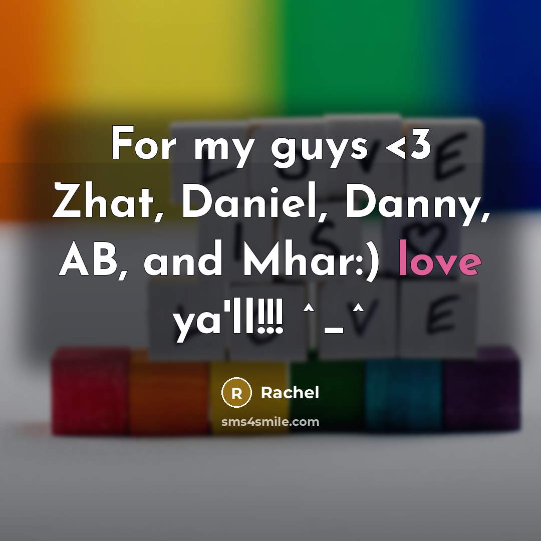 “For my guys” quote by Rachel