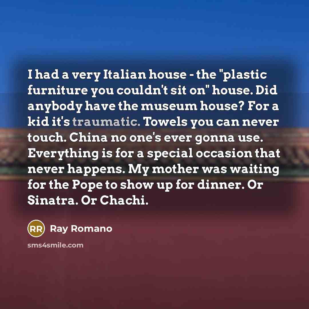 “I had a very Italian house - the "plastic furniture…” quote by Ray Romano