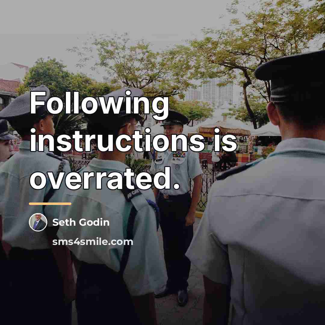 “Following instructions is overrated.…” quote by Seth Godin