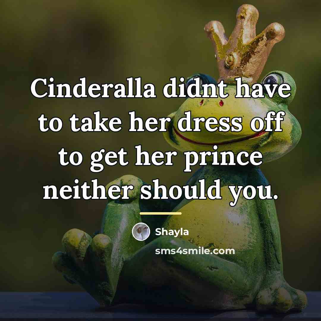 “Cinderalla didnt have to take her dress off to get…” quote by Shayla
