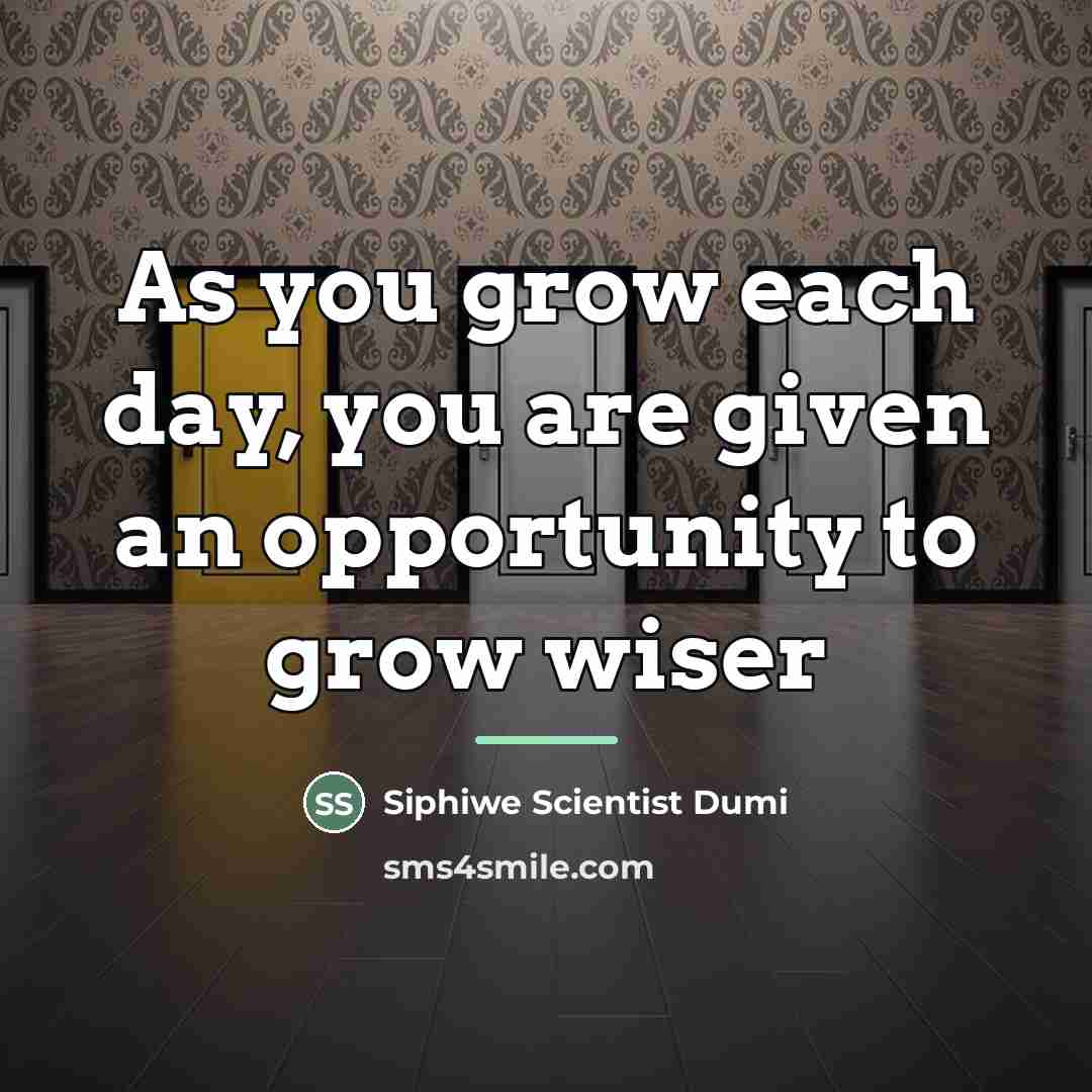 “As you grow each day, you are given an opportunity…” quote by Siphiwe Scientist Dumi