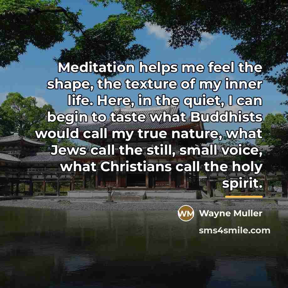 “Meditation helps me feel the shape, the texture of my…” quote by Wayne Muller