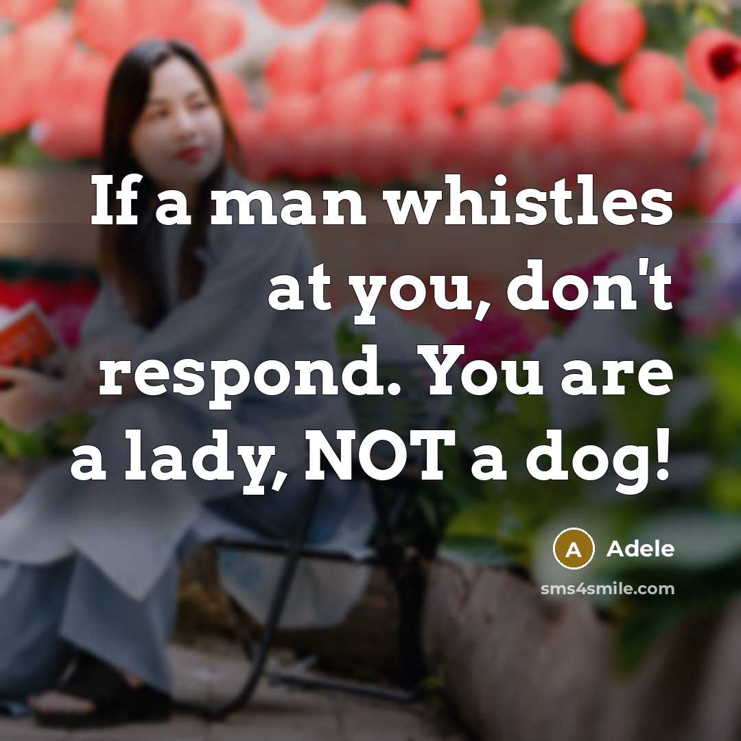 “If a man whistles at you, don't respond. You are…” quote by Adele