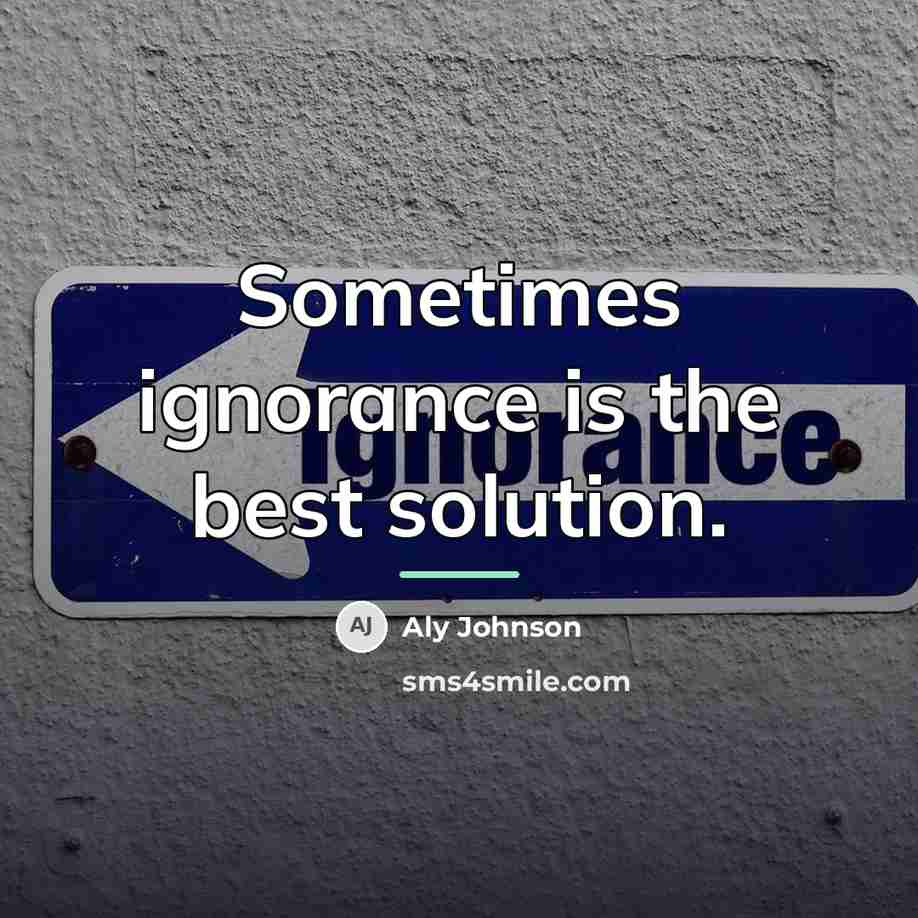 “Sometimes ignorance is the best solution.…” quote by Aly Johnson