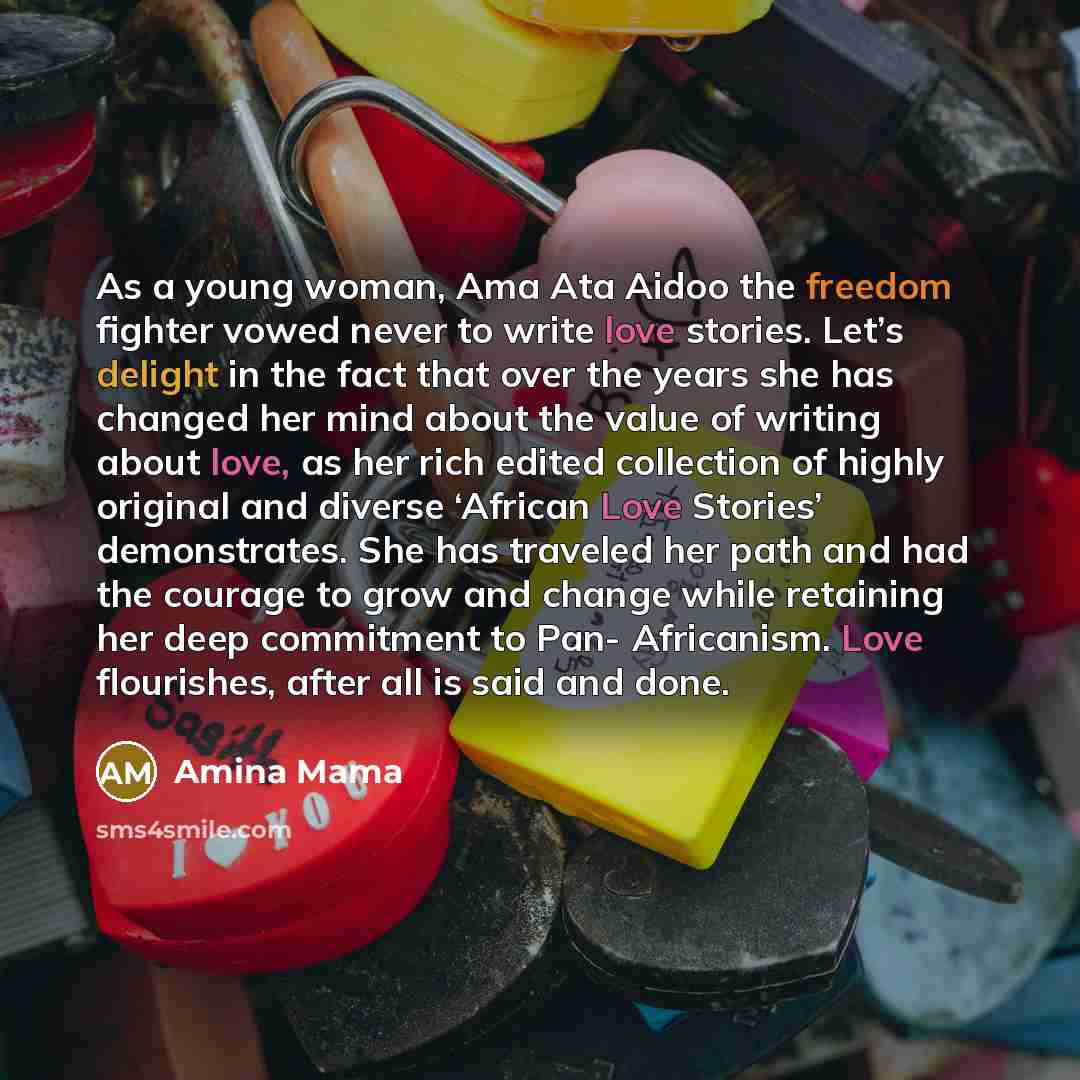 “As a young woman, Ama Ata Aidoo the freedom fighter…” quote by Amina Mama