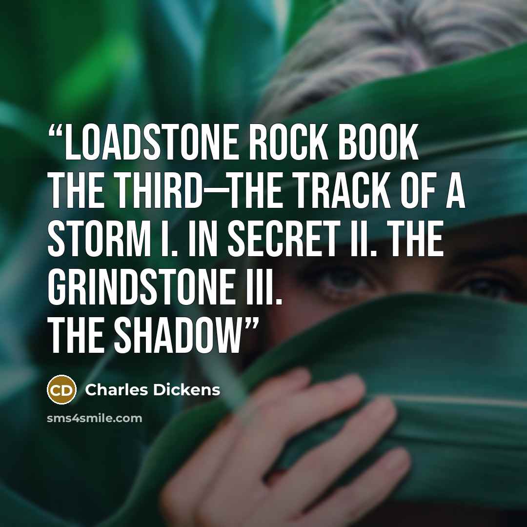 “Loadstone Rock Book the Third—the Track of a Storm I. In Secret II. The Grindstone III. The Shadow” quote by Charles Dickens