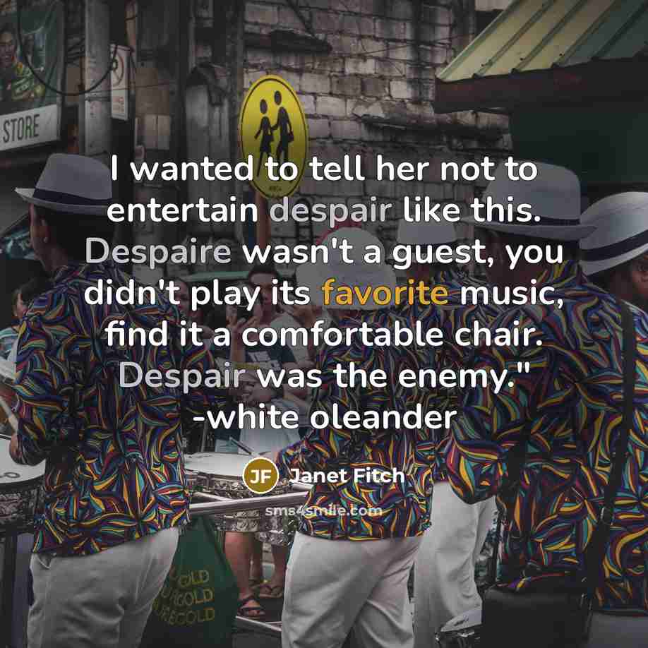 “I wanted to tell her not to entertain despair like…” quote by Janet Fitch