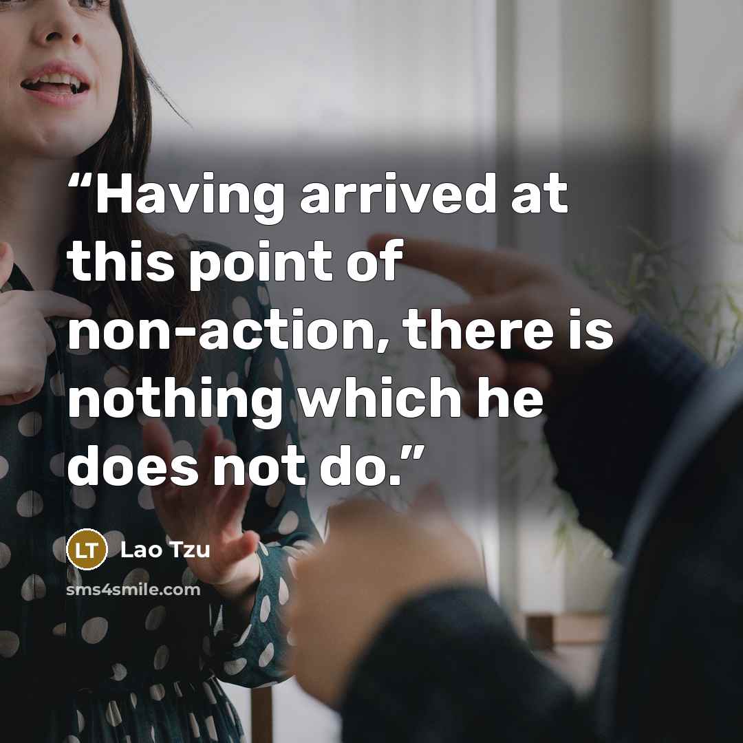“Having arrived at this point of non-action, there is nothing which he does not do.” quote by Lao Tzu