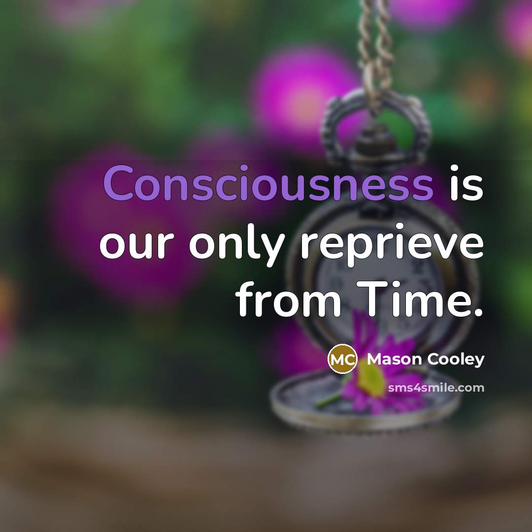 “Consciousness is our only reprieve from Time.…” quote by Mason Cooley