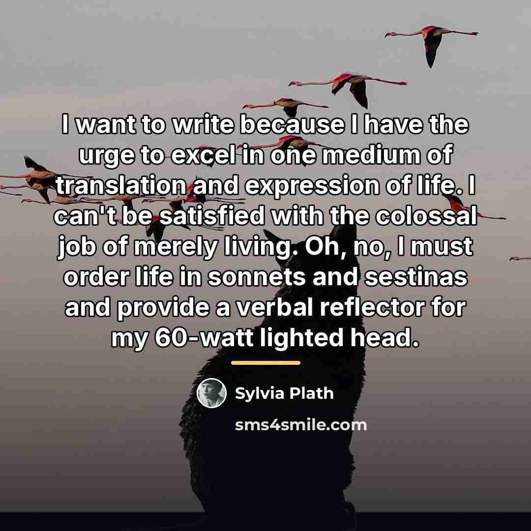 “I want to write because I have the urge to…” quote by Sylvia Plath