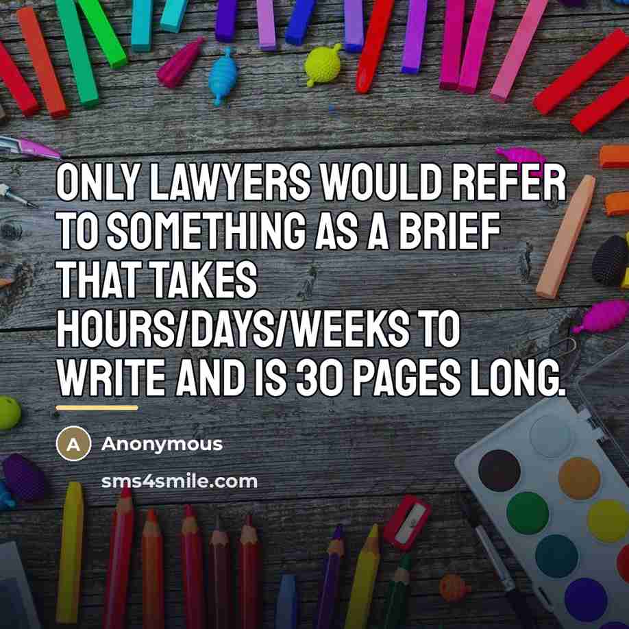 “Only lawyers would refer to something as a brief that…” quote by Anonymous