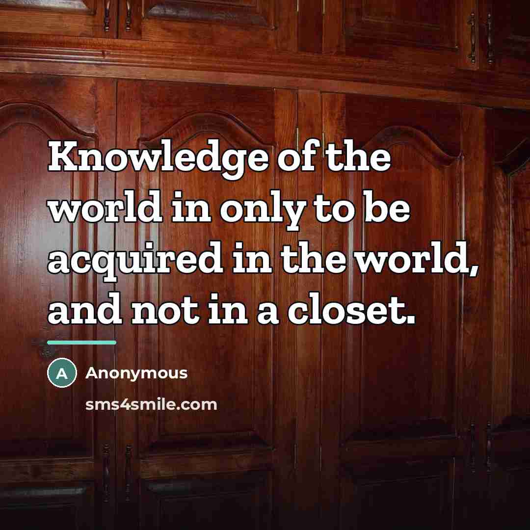“Knowledge of the world in only to be acquired in…” quote by Anonymous