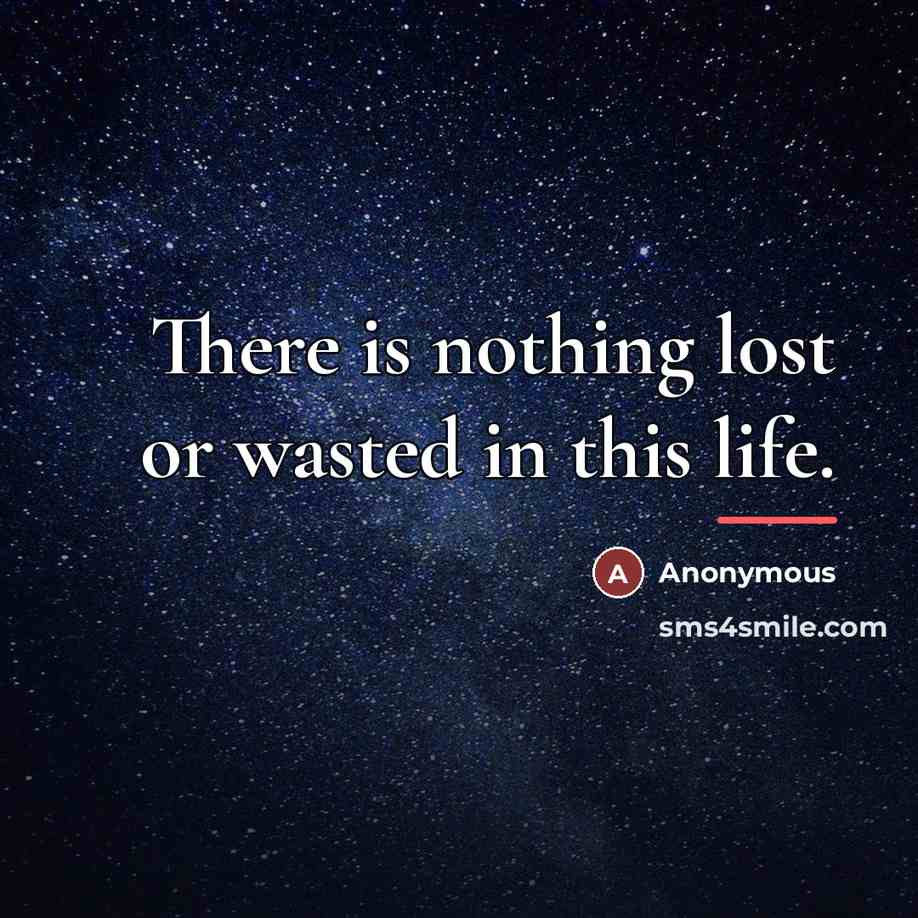 “There is nothing lost or wasted in this life.…” quote by Anonymous