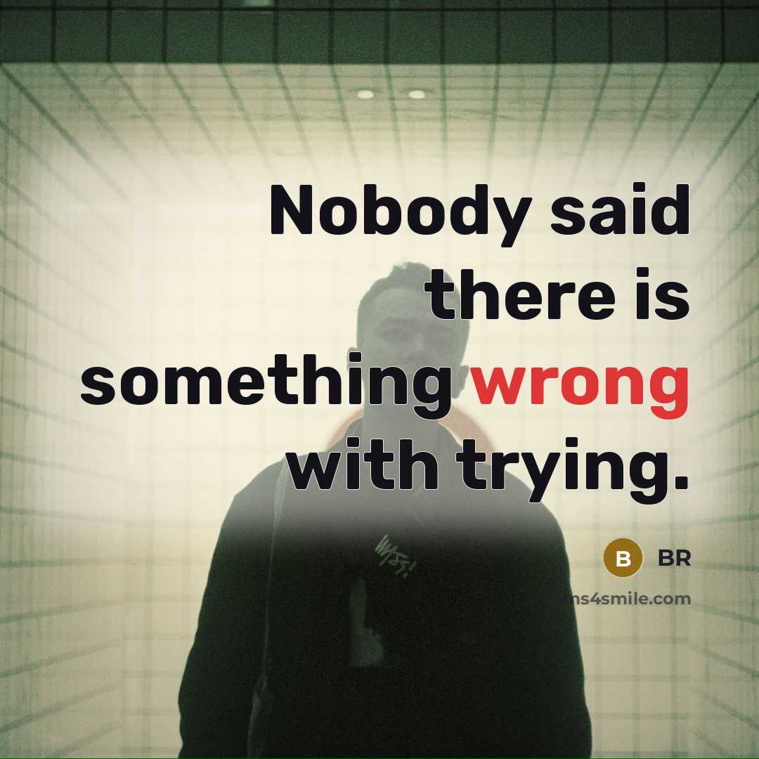 “Nobody said there is something wrong with trying.” quote by BR