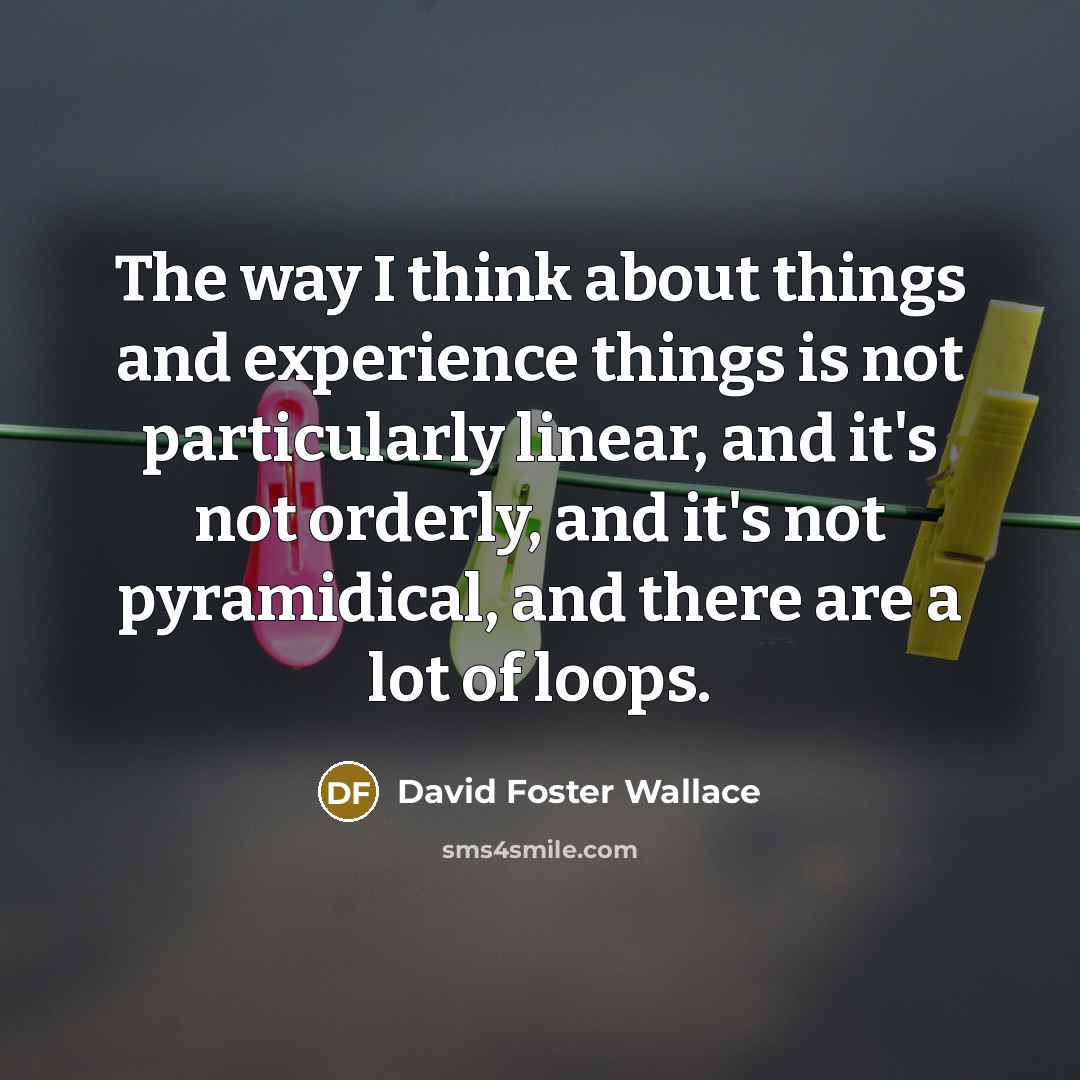 “The way I think about things and experience things is…” quote by David Foster Wallace