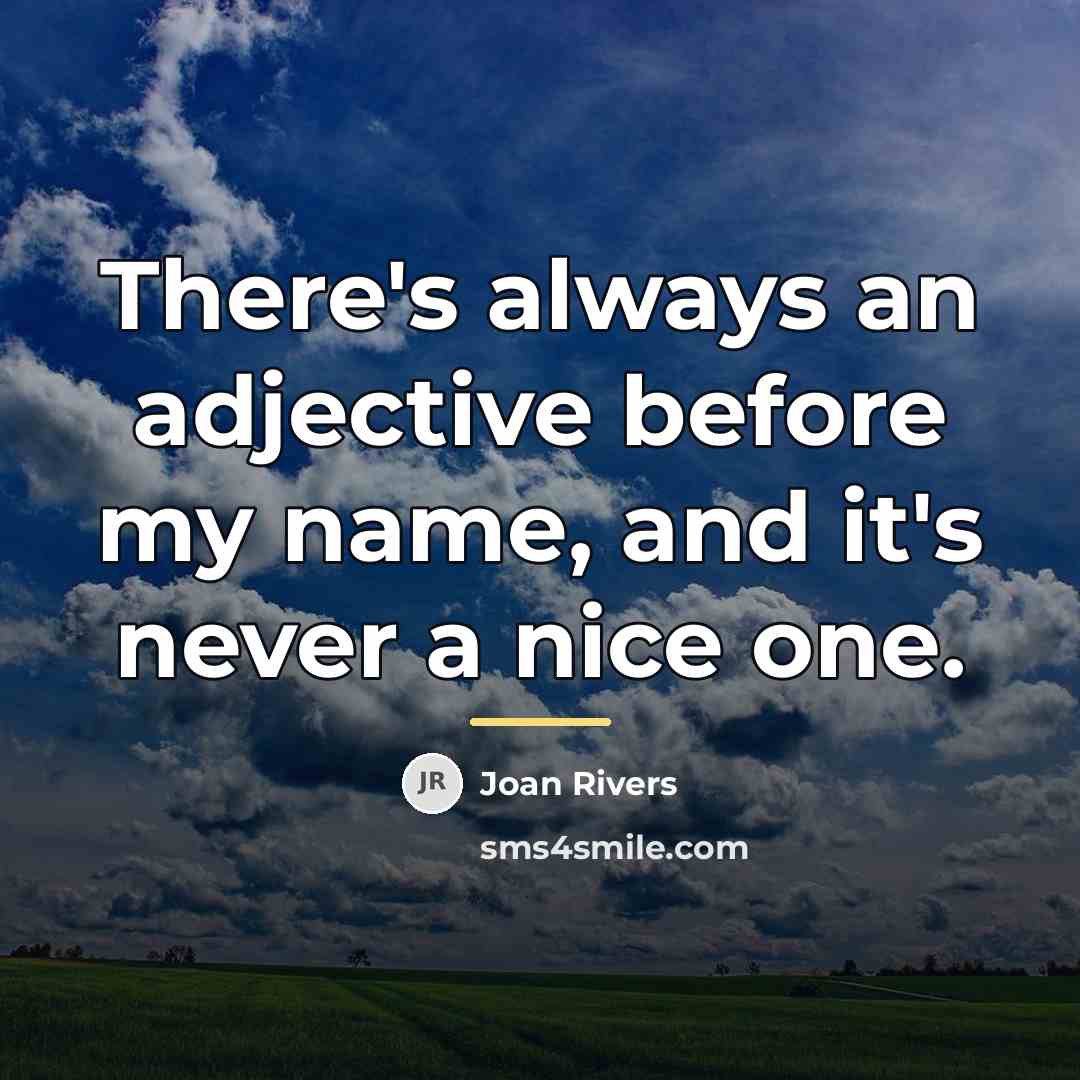 “There's always an adjective before my name, and it's never…” quote by Joan Rivers