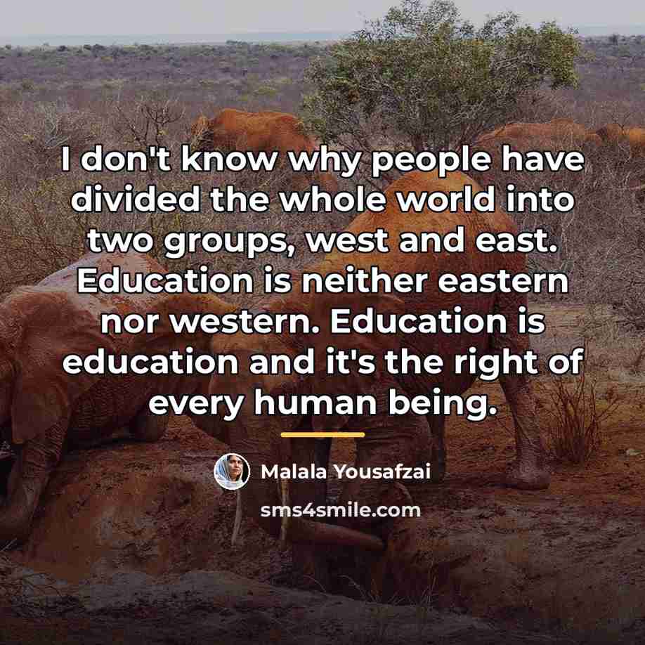 “I don't know why people have divided the whole world…” quote by Malala Yousafzai