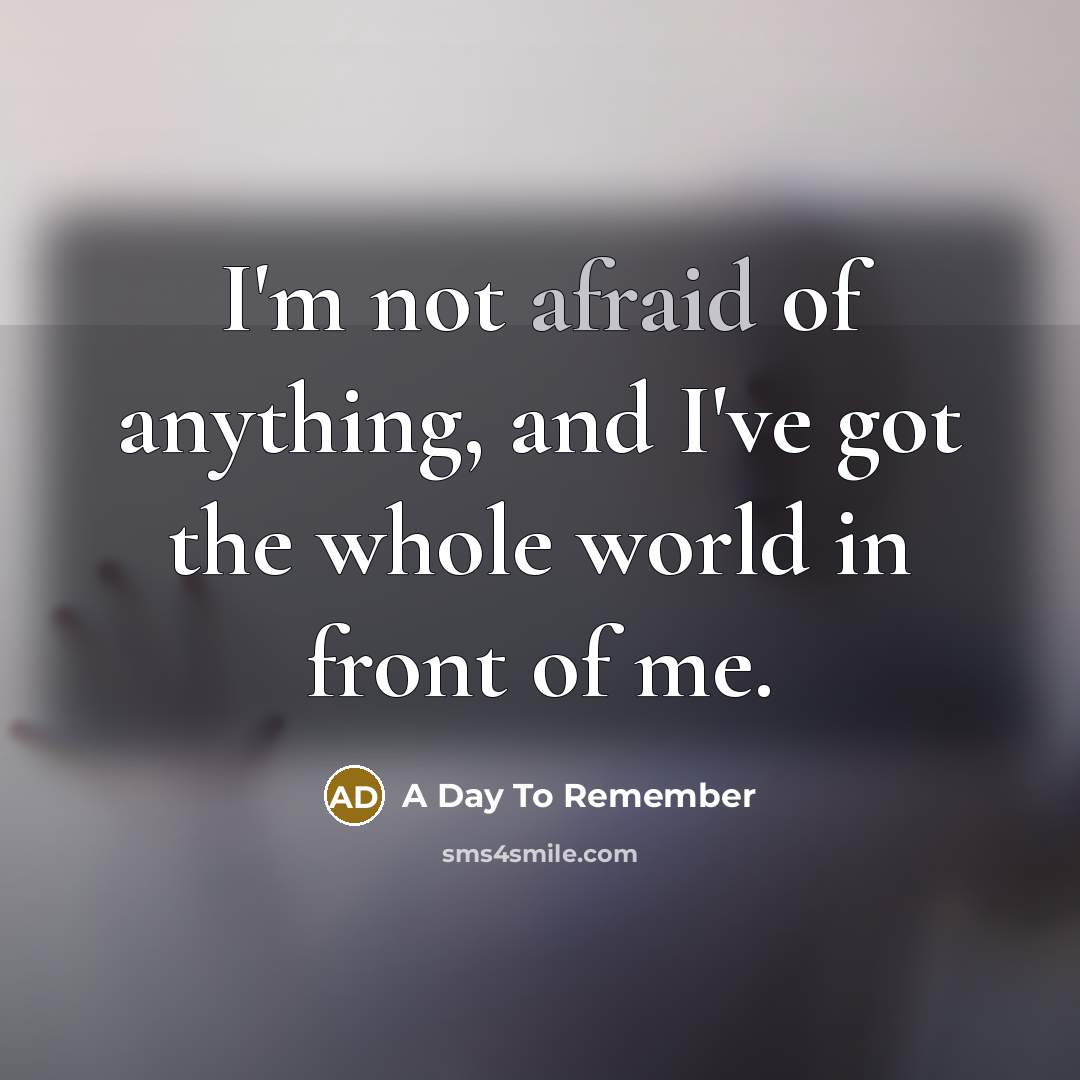 “I'm not afraid of anything, and I've got the whole…” quote by A Day To Remember