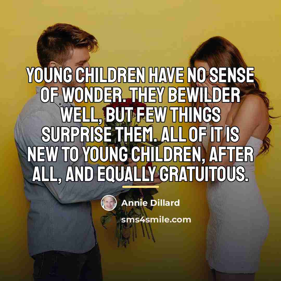 “Young children have no sense of wonder. They bewilder well,…” quote by Annie Dillard