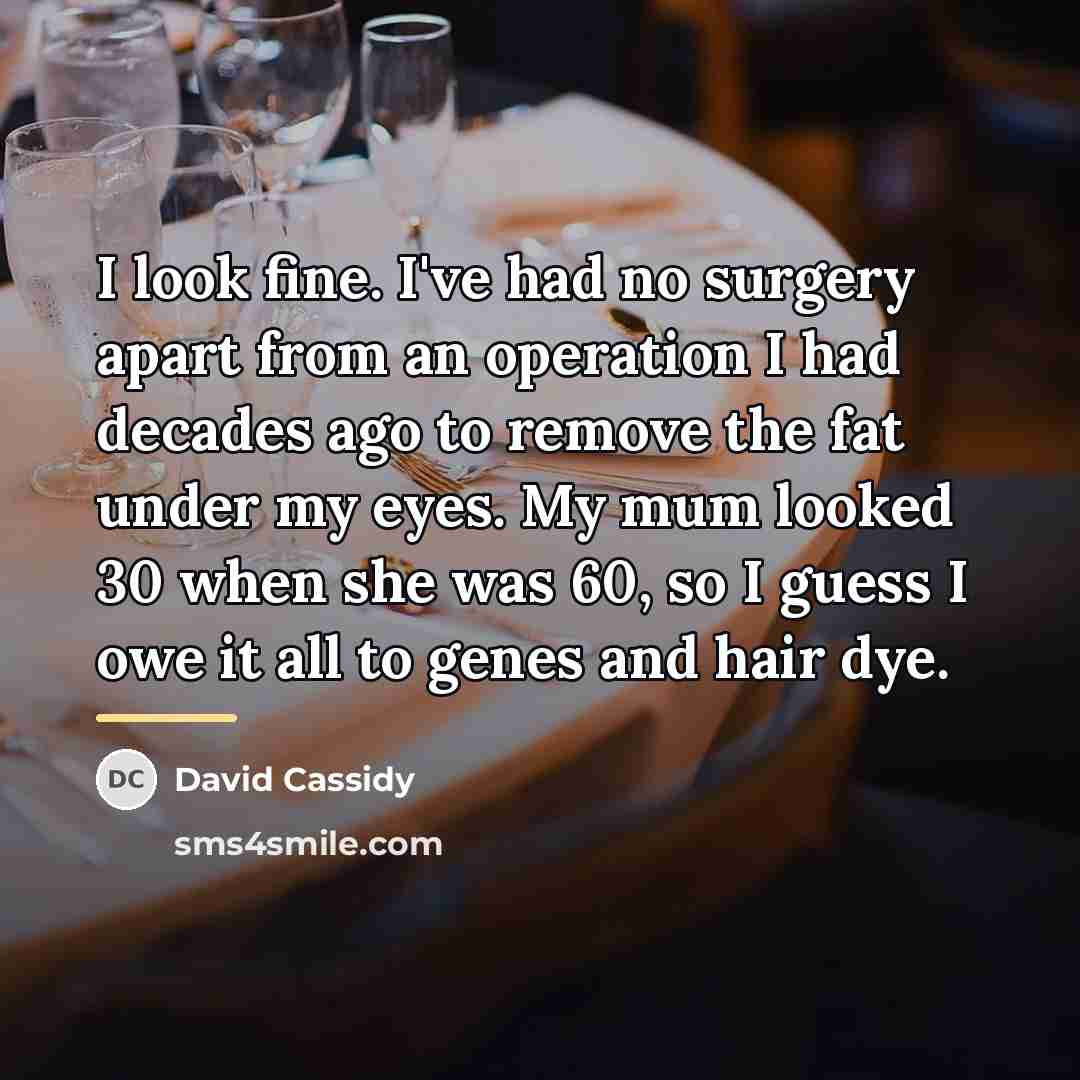 “I look fine. I've had no surgery apart from an…” quote by David Cassidy