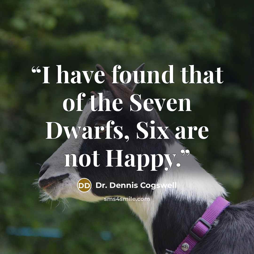 “I have found that of the Seven Dwarfs, Six are not Happy.” quote by Dr. Dennis Cogswell