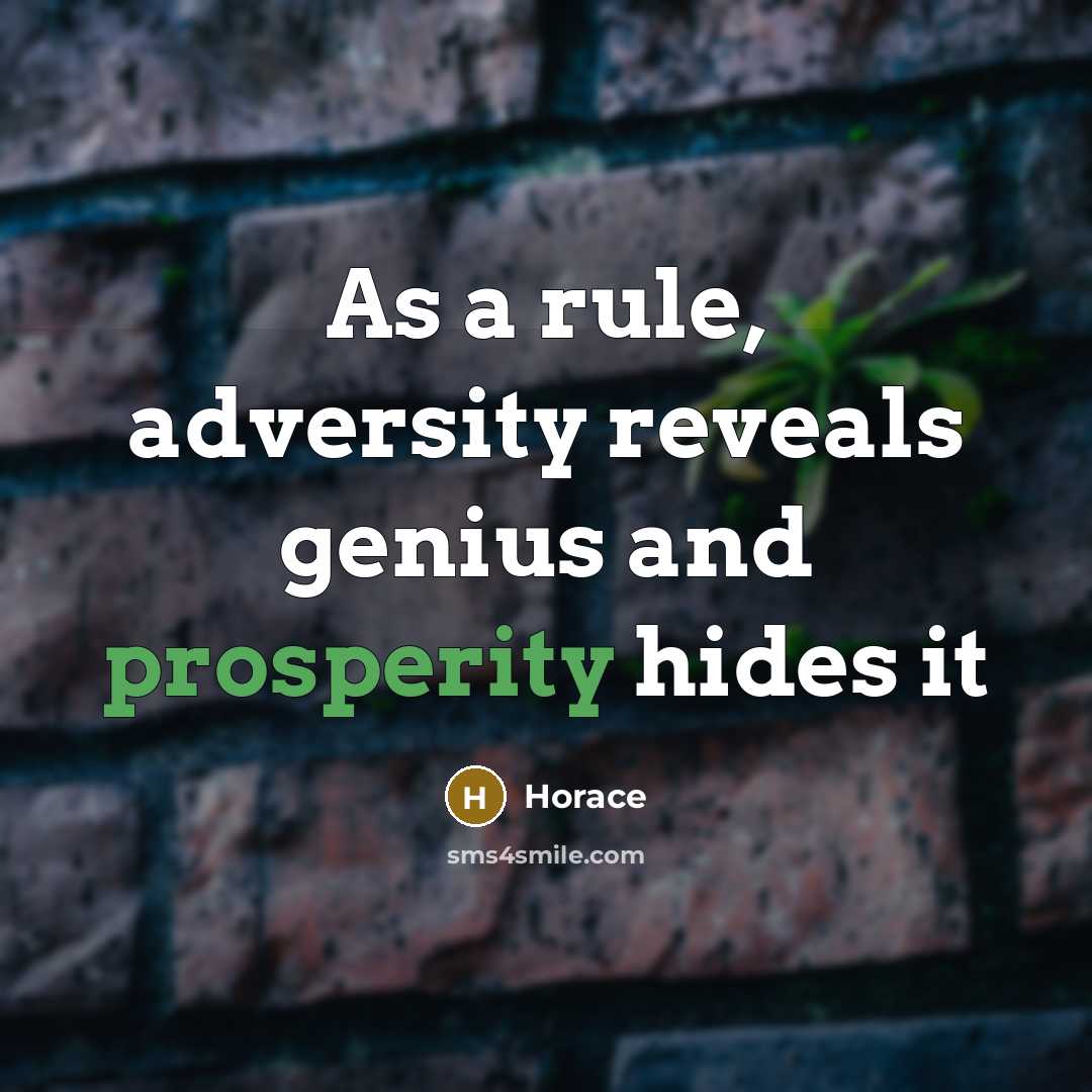 “As a rule, adversity reveals genius and prosperity hides it…” quote by Horace