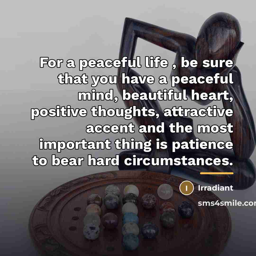 “For a peaceful life , be sure that you have…” quote by Irradiant