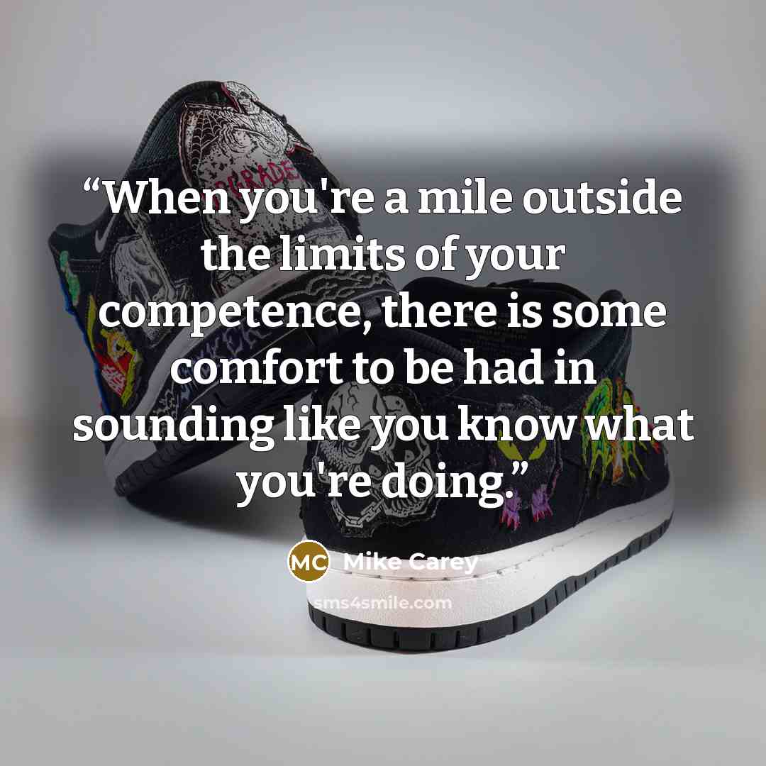 “When you're a mile outside the limits of your competence, there is some comfort to be had in sounding like you know what you're doing.” quote by Mike Carey