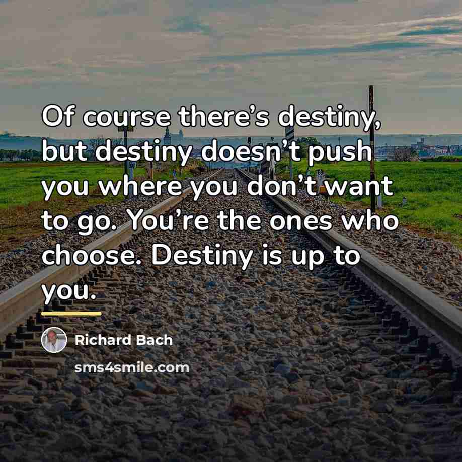 “Of course there’s destiny, but destiny doesn’t push you where…” quote by Richard Bach