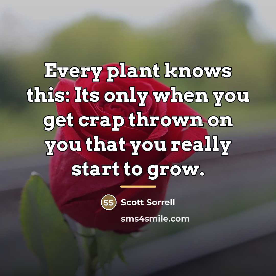 “Every plant knows this: Its only when you get crap…” quote by Anonymous
