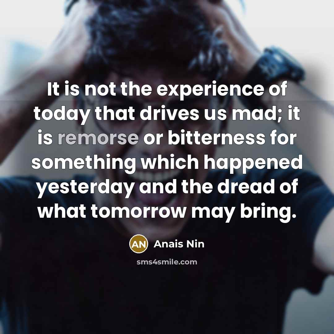 “It is not the experience of today that drives us…” quote by Anais Nin