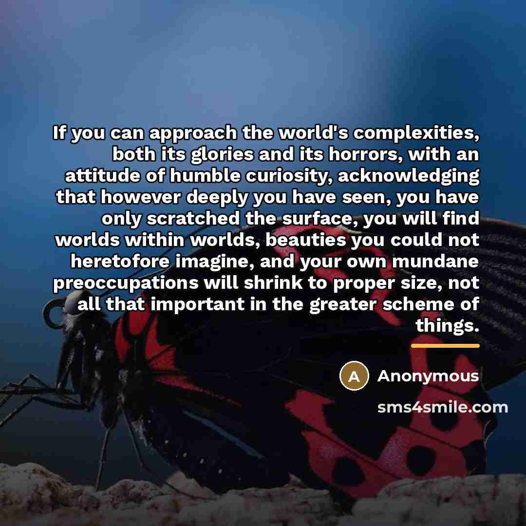 “If you can approach the world's complexities, both its glories…” quote by Anonymous