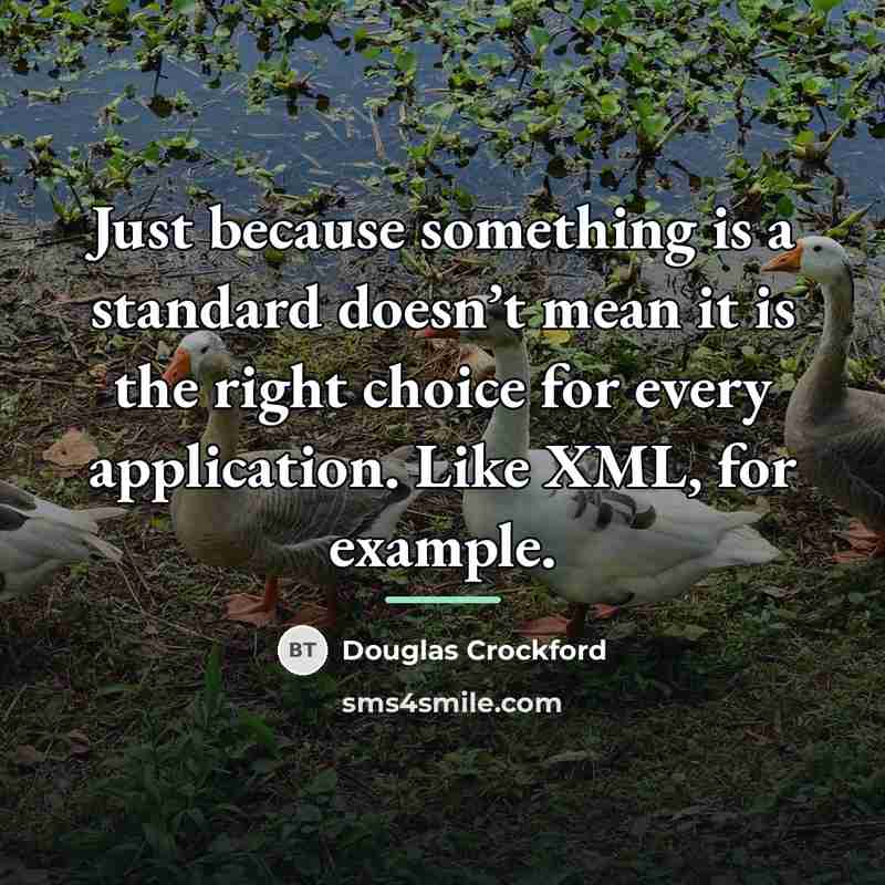 “Just because something is a standard doesn’t mean it is…” quote by Douglas Crockford