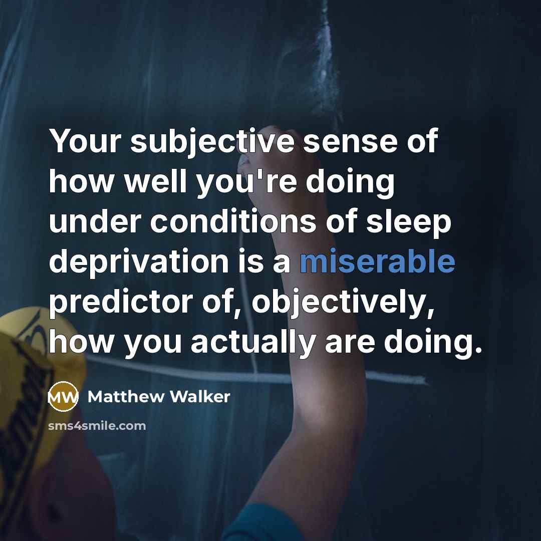 “Your subjective sense of how well you're doing under conditions…” quote by Matthew Walker