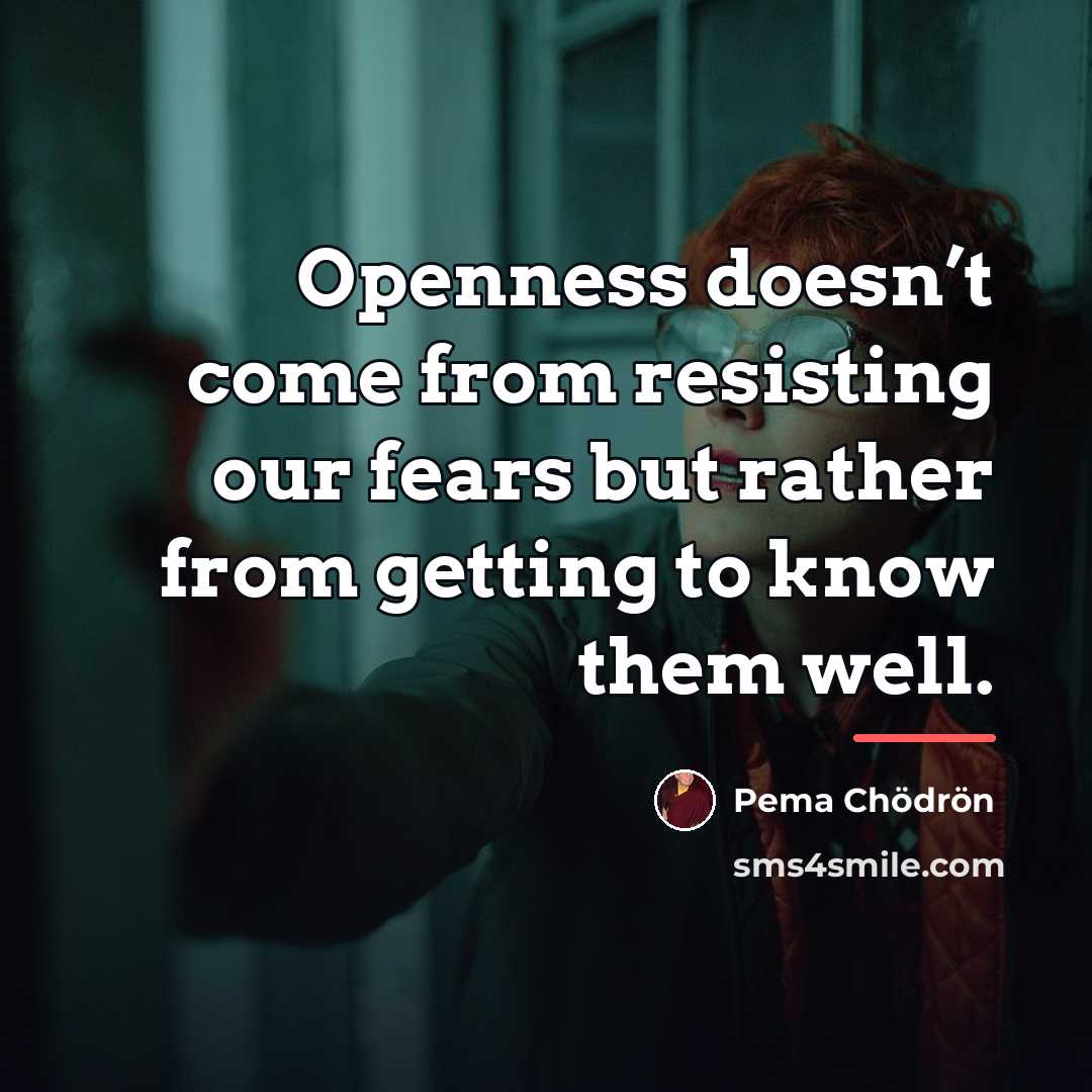 “Openness doesn’t come from resisting our fears but rather from…” quote by Pema Chodron