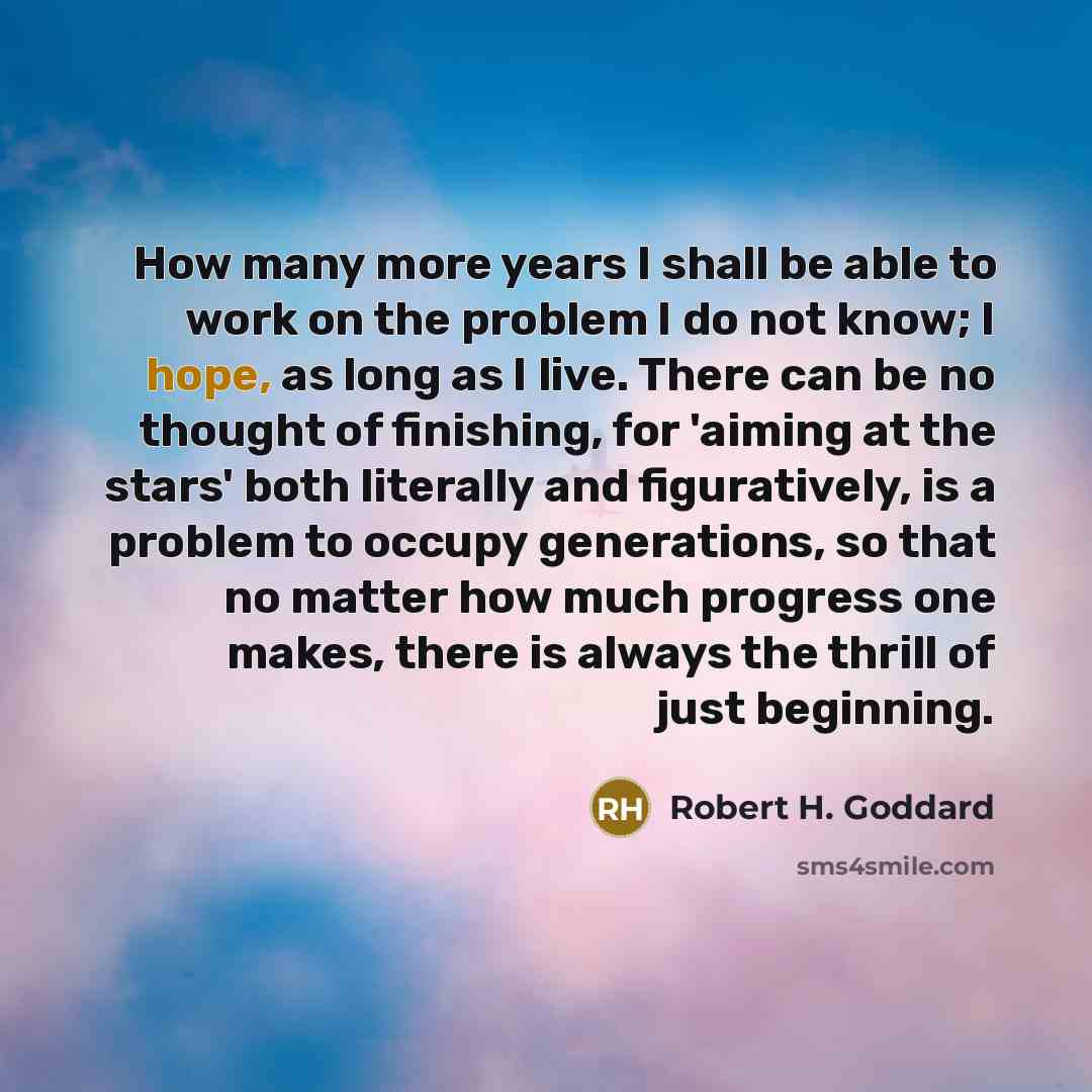 “How many more years I shall be able to work…” quote by Robert H. Goddard