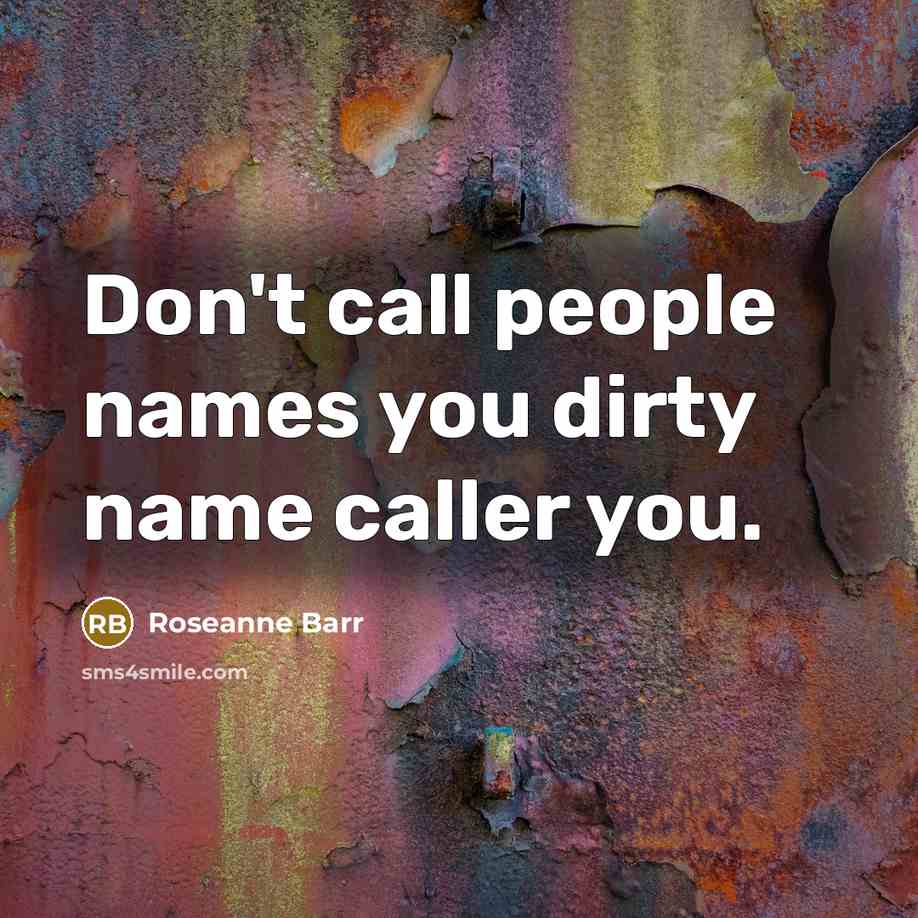 “Don't call people names you dirty name caller you.…” quote by Roseanne Barr