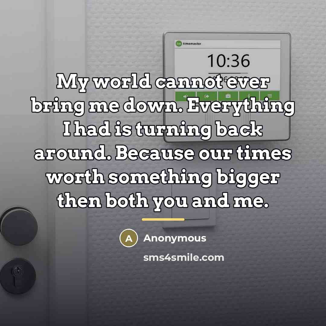 “My world cannot ever bring me down. Everything I had…” quote by Anonymous