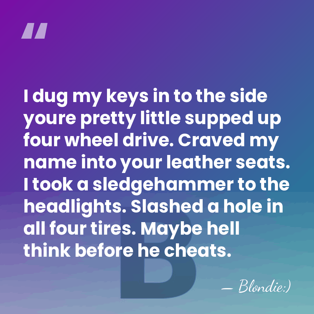 I dug my keys in to the side youre pretty little supped&hellip; - Blondie:)