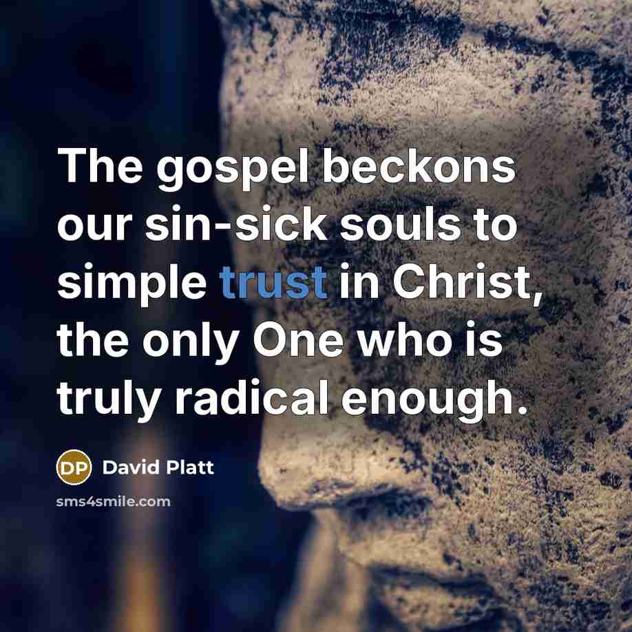 “The gospel beckons our sin-sick souls to simple trust in…” quote by David Platt