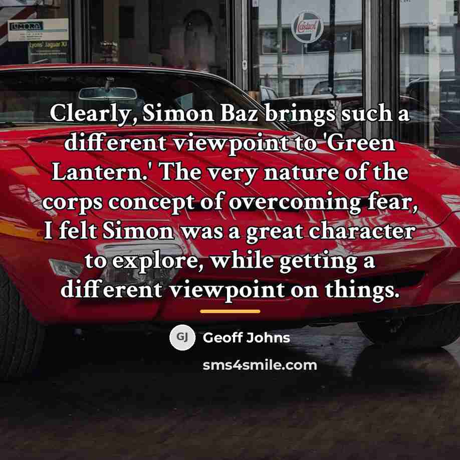 “Clearly, Simon Baz brings such a different viewpoint to 'Green…” quote by Geoff Johns