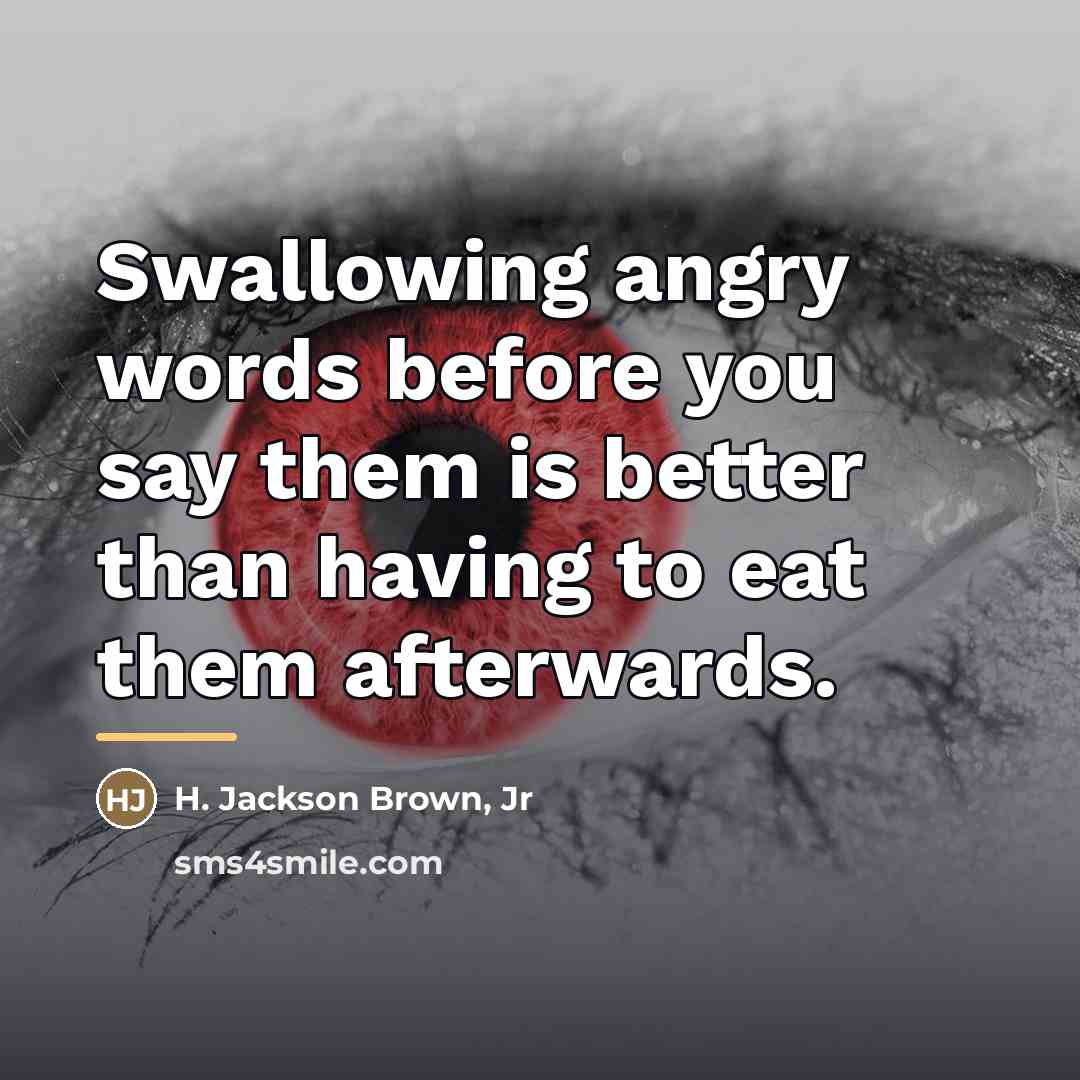 “Swallowing angry words before you say them is better than…” quote by H. Jackson Brown, Jr